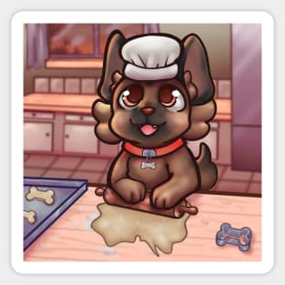 Cute puppy baking biscuits Sticker